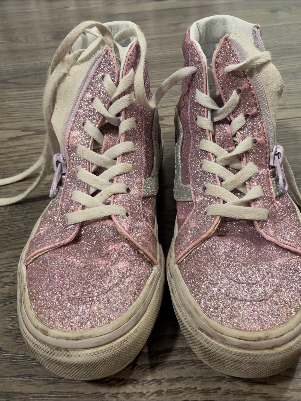 Vans Kids Pink Glitter High-Top Sneakers